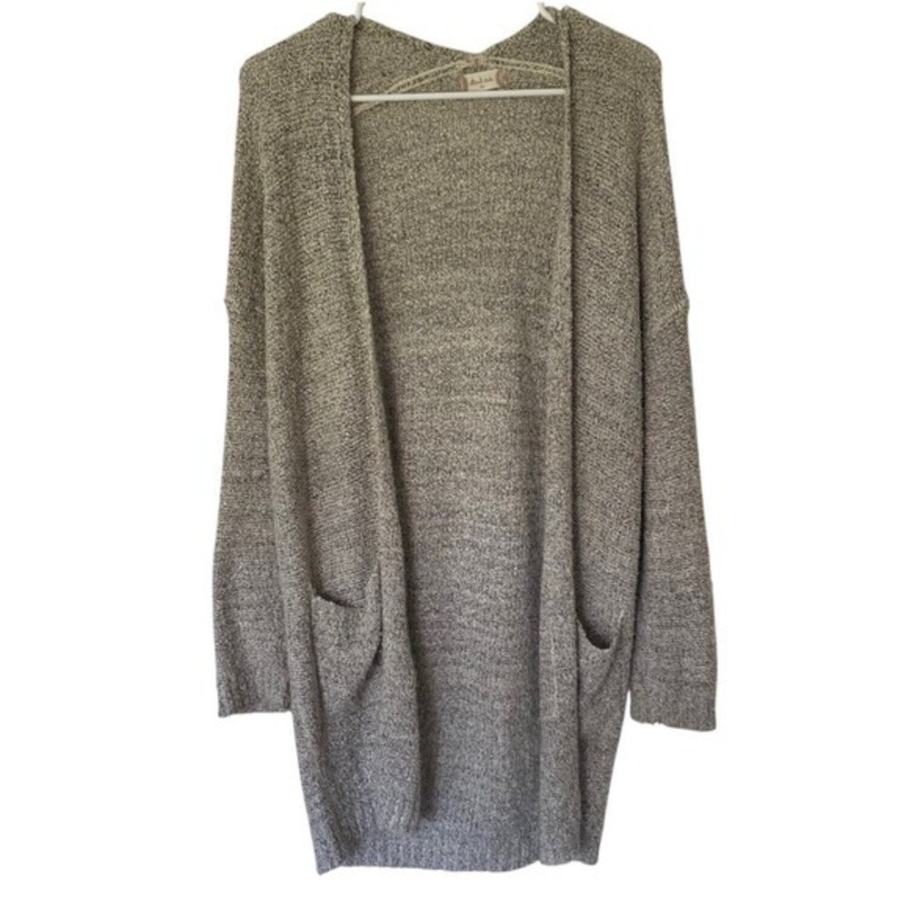 Altar'd State Open Knit Cardigan Duster Pockets Gray M/L